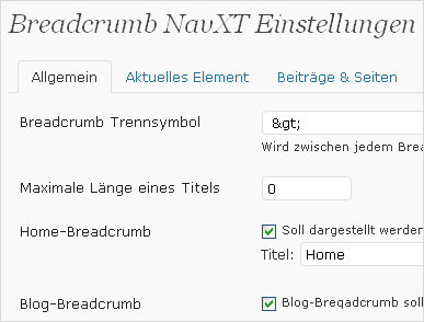 Screenshot Breadcrumb NavXT-Plugin